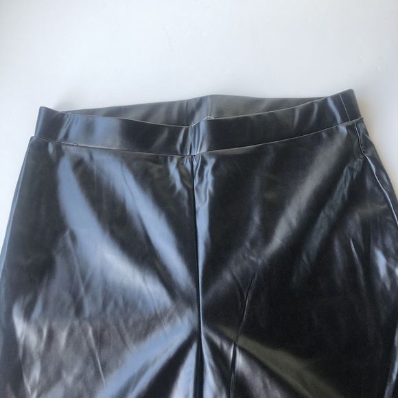 H Halston Womens Black Faux Leather Legging Pull on Ankle Zippers Size Small - Picture 3 of 12